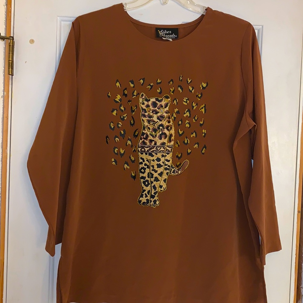 Leopard silk top